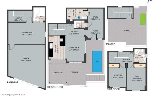 Exklusive Doppelhaushälfte mit Pool, Terrassen und Meerblick
